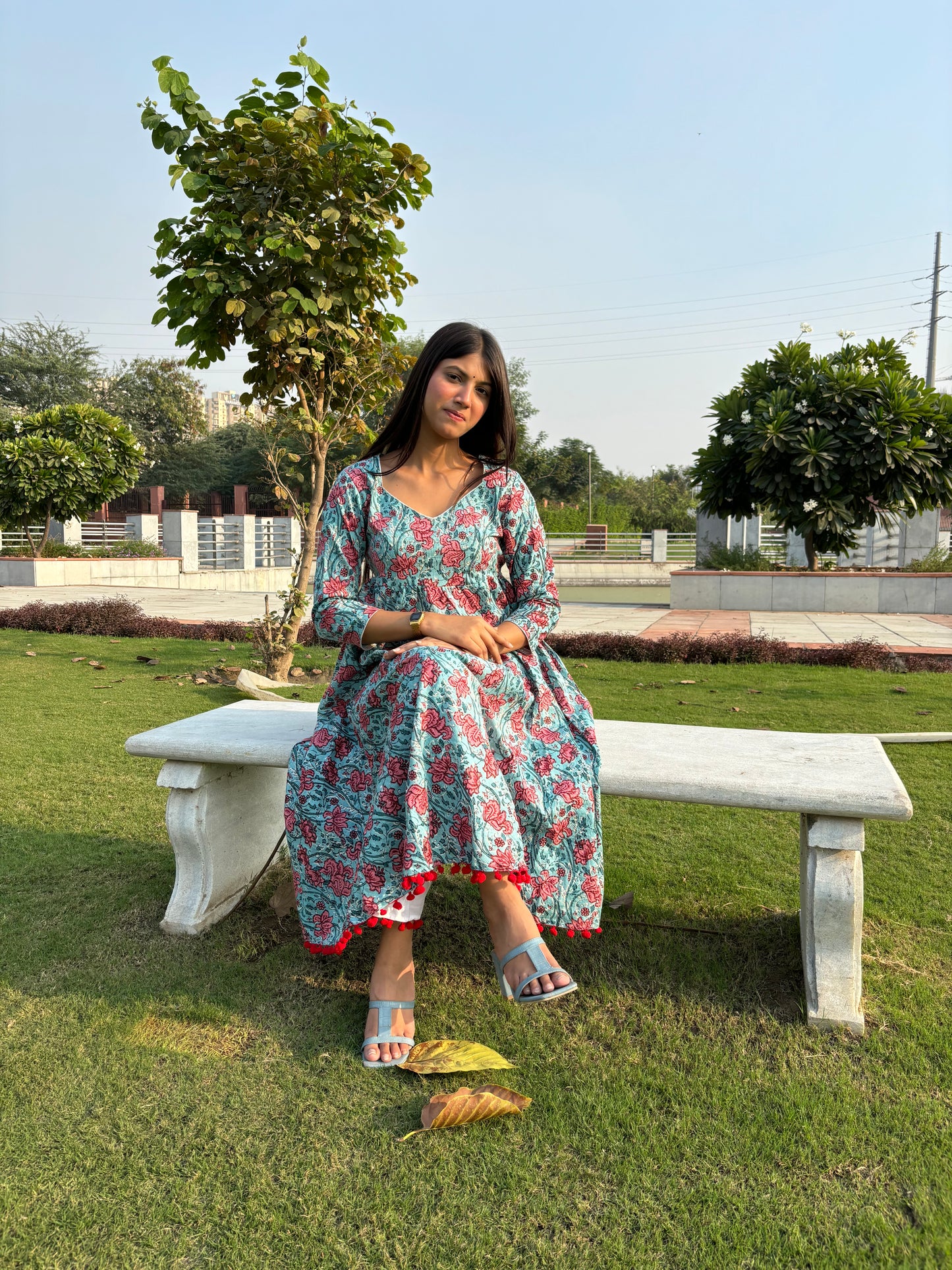 Anarkali cotton kurti set