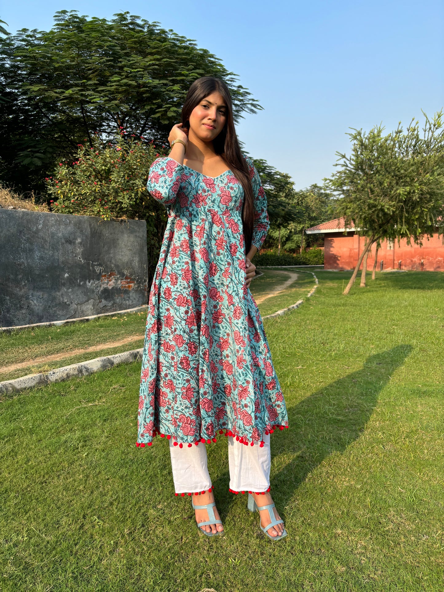 Anarkali cotton kurti set