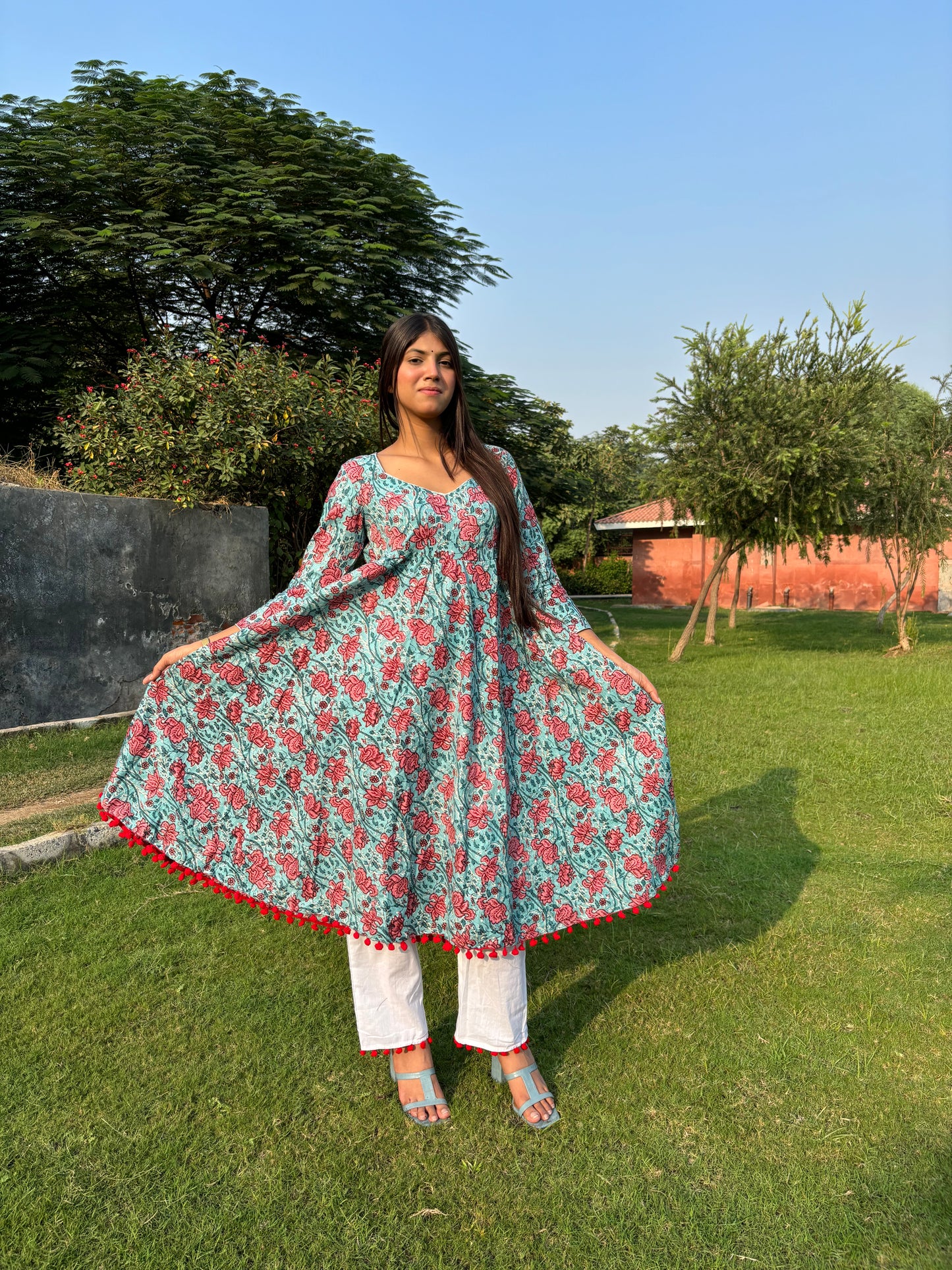 Anarkali cotton kurti set